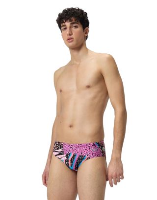 SPEEDO - COSTUME SLIP - ALLOVER DIGITAL BRIEF 8 cm - 1244117327 - BLACK/MATCHA GREEN/SIRENE RED